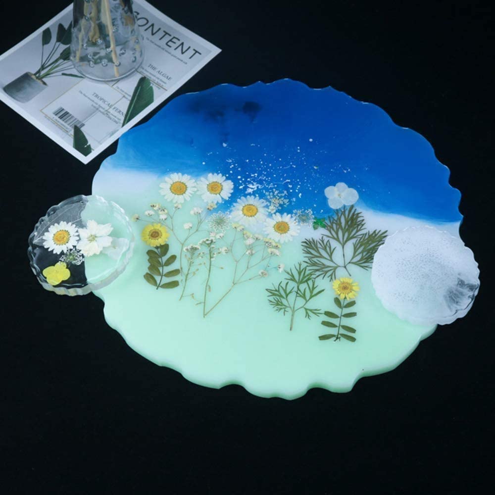 ResinWorld Big Designs Flower Shaped Silicone Molds, Geode Tray Molds,  Large Epoxy Resin Mold for Making Resin Tray Home Decoration