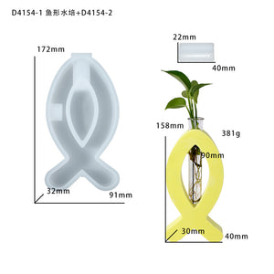 Geometric Fish shaped Hydroponic Silicone Mold