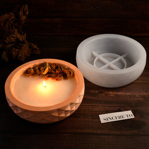 Diamond Pattern Storage Bowl Candle Silicone Mold