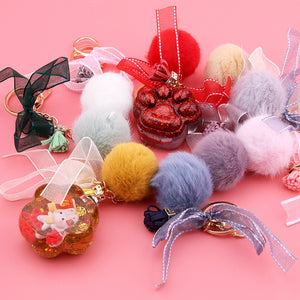 Bow Lace Ball Keychain