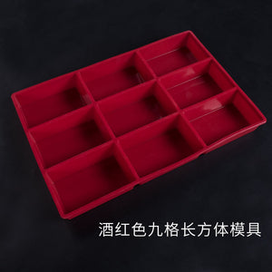 Large Soap 9 Grid Burgundy Rectangular Silicone Mold