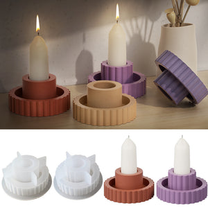 Circular Striped Candle Holder Silicone Mold