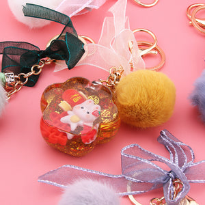 Bow Lace Ball Keychain