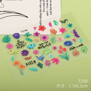 Flowers Animals English Alphanumeric Stickers