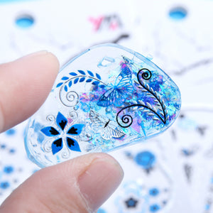 Blue Series Butterfly Flowers Stickers