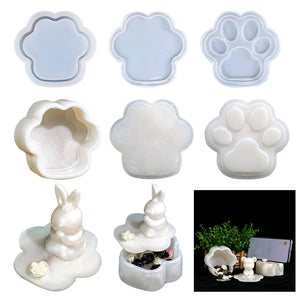 Flat Bottom Cover Cat Paw Storage Box Mold