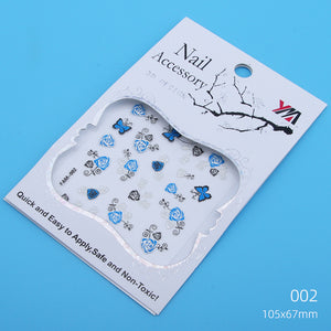 Blue Series Butterfly Flowers Stickers