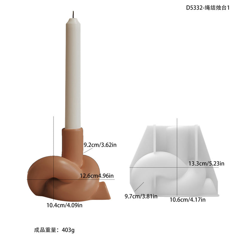 Simple European Knot Long Candlestick Silicone Mold