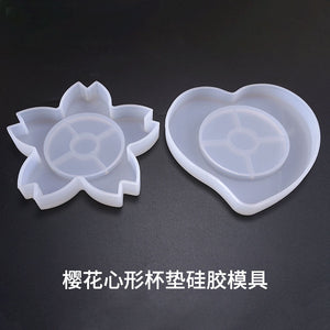 Heart shaped Cherry Blossom Coaster Mold