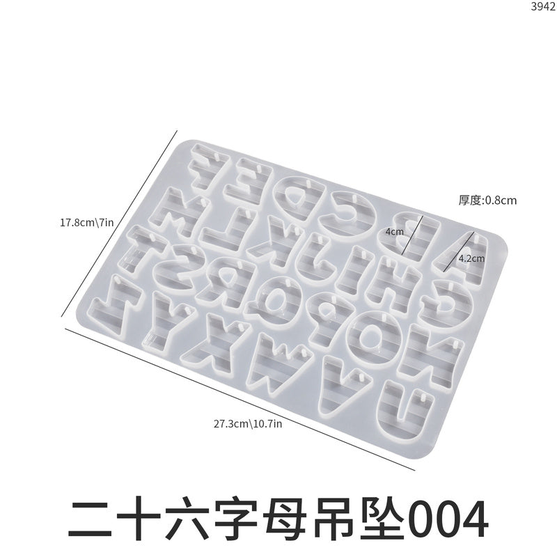 26 English Alphabet and Number Irregular Keychain Mold