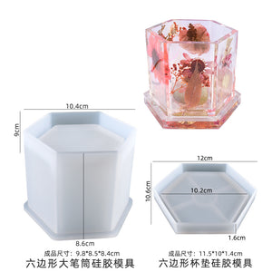 Round Square Hexagonal Pen Holder Coaster Mold