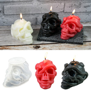 Halloween Double Snake Skull Candle Mold