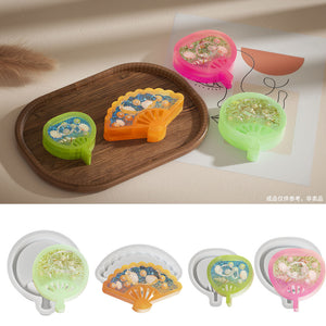 Multiple Fan Flowing Sand Pendant Keychain Silicone Mold