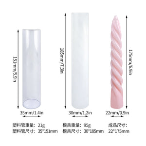 Cylindrical Spiral Pattern Long Candle Mold