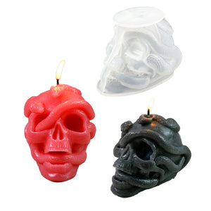 Halloween Double Snake Skull Candle Mold