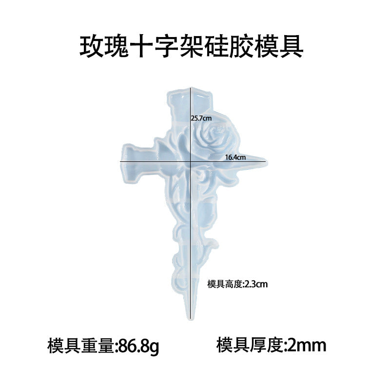 Rose Cross Pendant Mold