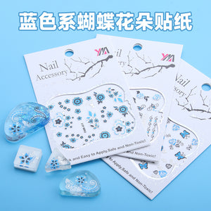 Blue Series Butterfly Flowers Stickers