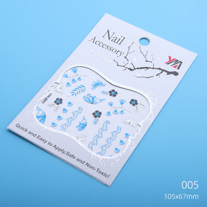 Blue Series Butterfly Flowers Stickers