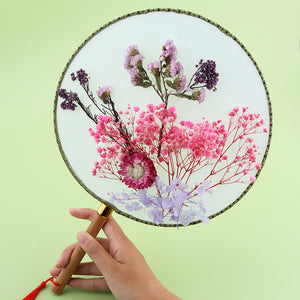 Dried Embossed Eternal Flower Fan