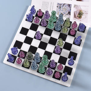 International Chess Pieces and Chessboard Mold