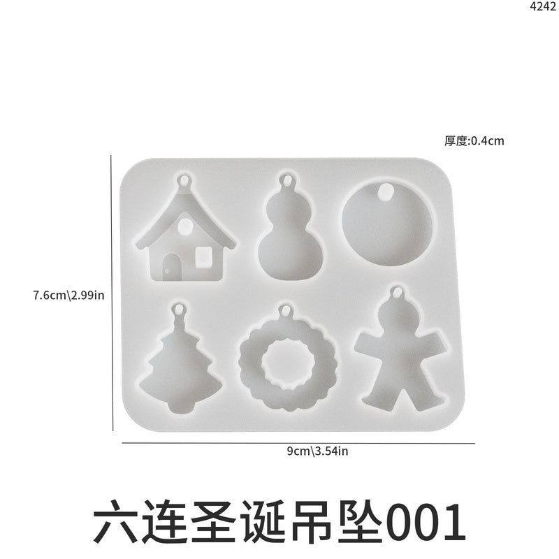 Pendant Snowman House Christmas Tree Earrings Silicone Mold