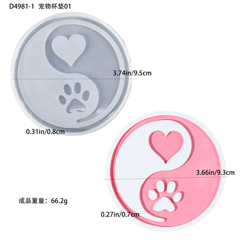 Pet Expression Cat Paw Coaster Silicone Mold