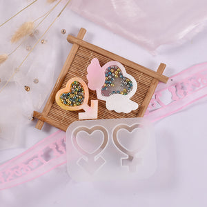 3 Pcs Flowing Sand Pendant Silicone Mold