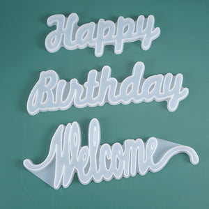 English Blessing Words Welcome Birthday Hanging Sign Silicone Mold