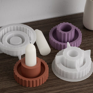 Circular Striped Candle Holder Silicone Mold