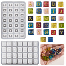 Load image into Gallery viewer, 26 English Letter Beaded Cube Perforated Silicone Mold
