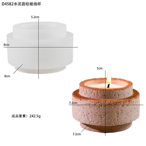 Cement Cylinder Candle Holder Silicone Mold