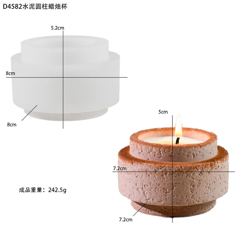 Cement Cylinder Candle Holder Silicone Mold