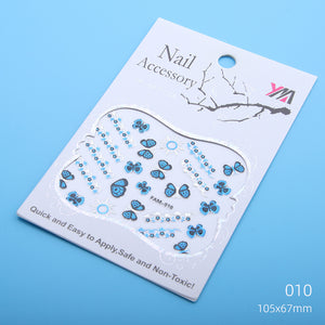 Blue Series Butterfly Flowers Stickers