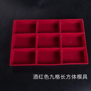 Large Soap 9 Grid Burgundy Rectangular Silicone Mold