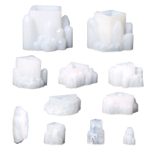 11 Crystal Cluster Stone Pillar Silicone Mold