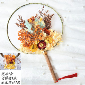 Dried Embossed Eternal Flower Fan