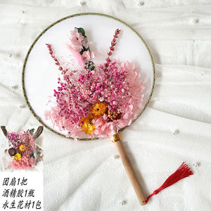 Dried Embossed Eternal Flower Fan