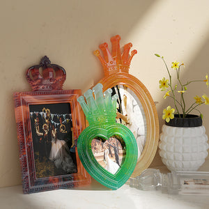 European Style Relief Crown Heart Shaped Geometric Photo Frame Mold