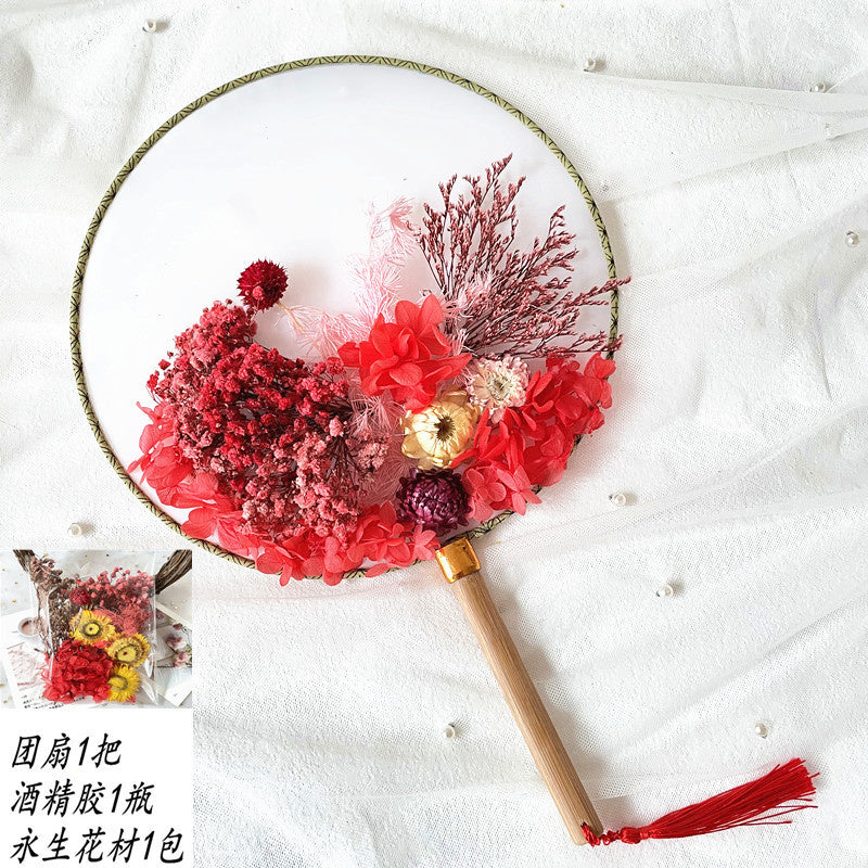 Dried Embossed Eternal Flower Fan