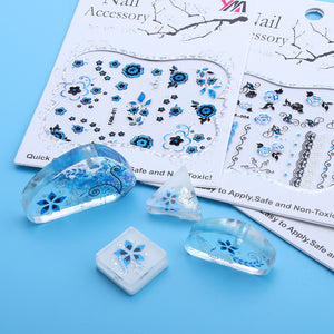 Blue Series Butterfly Flowers Stickers