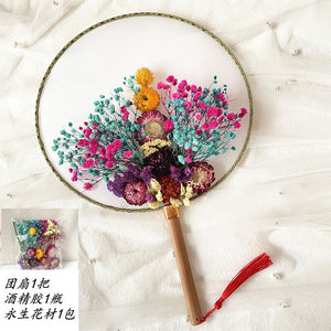 Dried Embossed Eternal Flower Fan