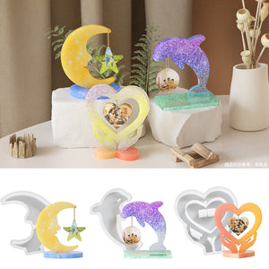 Moon Dolphin Heart Shaped Pendant Photo Frame Mold