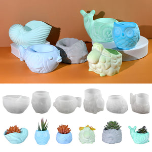 Animal Gypsum Succulent Flower Pots Silicone Mold