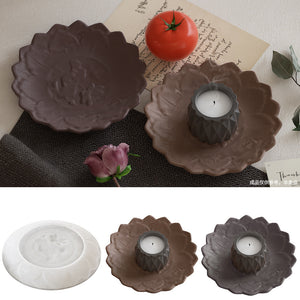 Relief Lotus Tray Storage Plate Silicone Mold