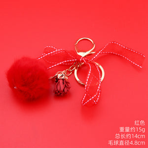 Bow Lace Ball Keychain