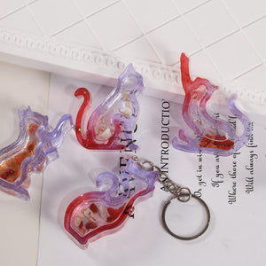 Cat Keychain Quicksand Pendant Silicone Mold