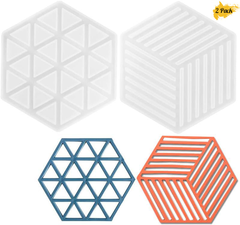 CRASPIRE DIY Hexagon Cup Mat Silicone Molds, Coaster Molds, Resin Casting  Molds, White, 115x100x15mm