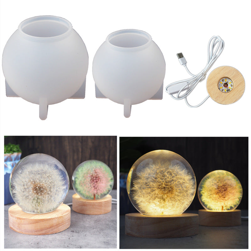 Molds Resin Ball Sphere Silicone Mold Round Crystal Led Orb Light Candle  Making Paperweight Dandelion Holder Tealight