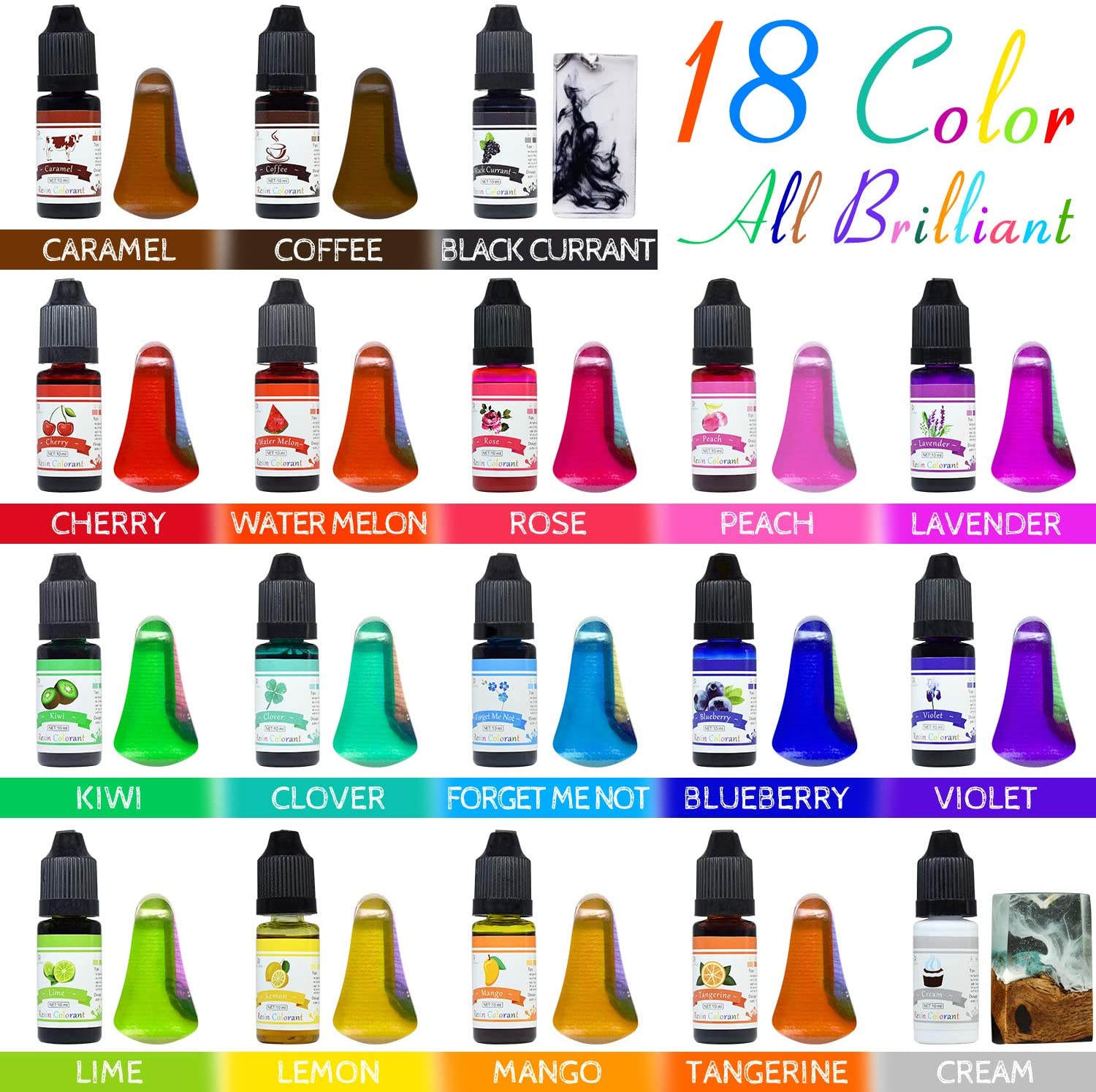 634C 15 Color Epoxy Resin Pigment Universal Resin UV Dye Liquid