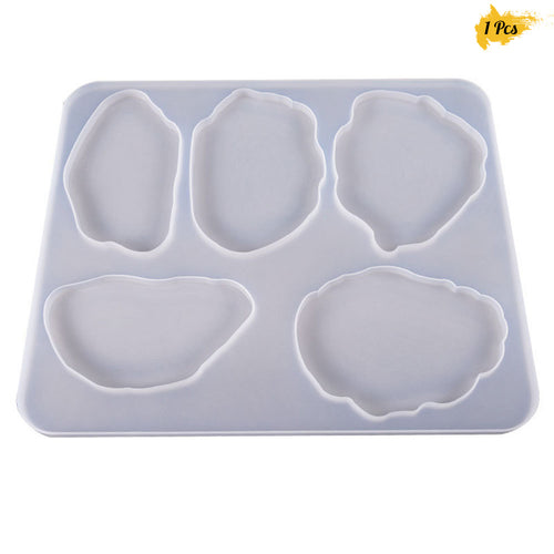RESINWORLD Resin Tray Mold, 1Pc Thick Rectangle Tray Mold with 4 Pack  Square Coaster Molds + 1 Pcs Large Resin Tray Mold + 4 Pack Geode Agate  Coaster